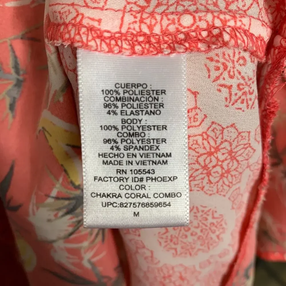 Peter Som for DesigNation Shift Dress Womens M Coral Geometric Floral‎ V-Neck